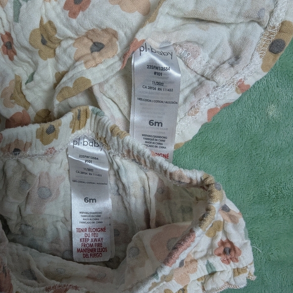 pl- baby Muslin Cotton Infant Bucket Sun Hat, Top, and Bloomer Set 6 month - Picture 3 of 4